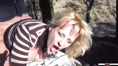 Busty blonde gets pounded in public MILF takes every inch raw