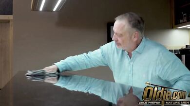 Old Bartender Destroys Petite Teen in Public Bar Fuck