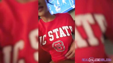 NC State coed begs to fuck filthy while watching football