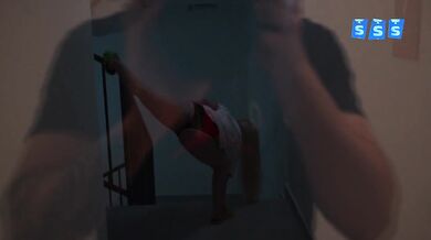 Neighbor's flexy lover blew me raw in the stairwell cheating creampie
