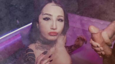 Brunette goth Yumi gets throat fucked raw deepthroat showcase