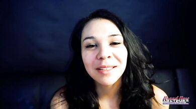 Petite tattooed brunette Sabrina deepthroats raw unscripted audition