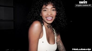 Ebony Latina 18 year old seduced me with her smile and big tits choked screaming cumshot