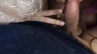 Sneaking under the table with my latina girlfriend loud moaning almost caught by her parents