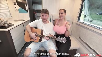 Busty RV driver Jennifer gets wrecked by big dicked hitchhiker Michael over hard outdoor car fuck