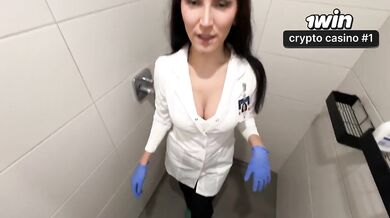 Naughty nurse destroys patient with special shower therapy deepthroat cum in mouth gloves