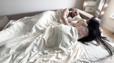 Morning sex with step sis Zymphia big dick cum on her belly Russian girl