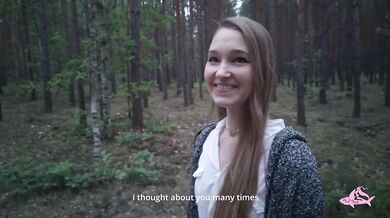 Nympho devours massive cock in the forest gasping for more cum