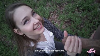 Nympho devours massive cock in the forest gasping for more cum