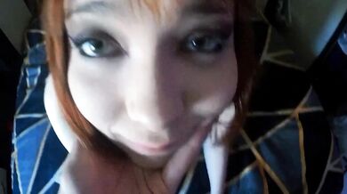 Redhead nympho neighbor deep throat in elevator while cheating on her hubby
