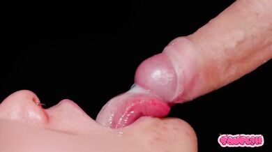 Close Up Tongue Piercing Makes Her Cum Thrice While Sucking Raw