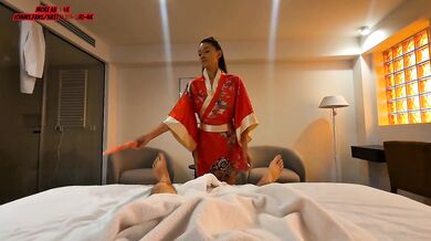 Red Taboo Inked Asian Beauty POV anal creampie