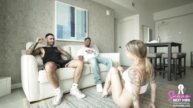 Wife's tight hole destroyed by her husbands gym bro's massive black cock