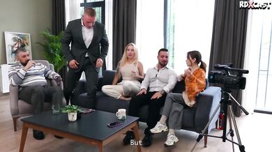 Bella Mur double stuffed by two huge cocks real cum sloppy deep throat blowjob