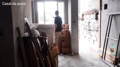 Bricklayer's big cock ruined by busty redhead on site