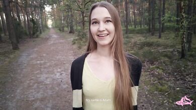 Nymphomaniac in forest deepthroats stranger’s big load until his knees buckle
