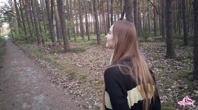 Nymphomaniac in forest deepthroats stranger’s big load until his knees buckle