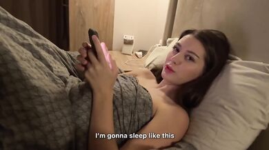 Stepbro caught stepsis with his big cock while she jerked off and squirted all over him