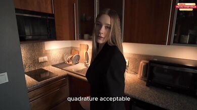 Blonde realtor rents out her dripping pussy to perfect bodied couple