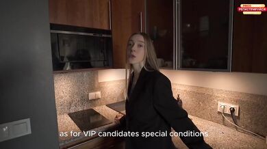 Blonde realtor rents out her dripping pussy to perfect bodied couple