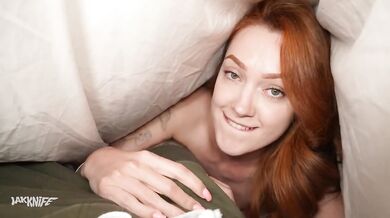 Step sis sneaks in naked under covers then gobbles her cherry candle raw in bed