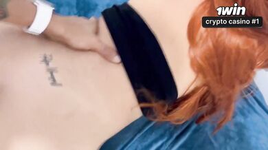 Huge cumshot blasts redhead’s stunned face while she enjoys big cock getting hard