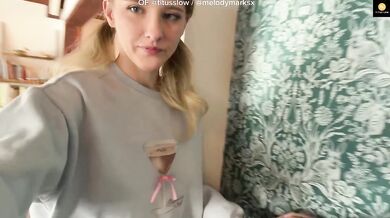 Blonde goddess teases titus low while waiting for her asian man