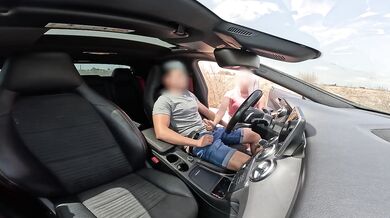 Stranger helps finish after public dick flash caught in car