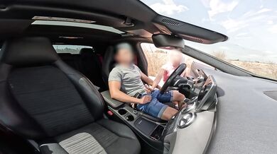 Stranger helps finish after public dick flash caught in car