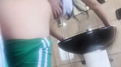 Bathroom Blowout Screaming Hot Latina Fucks Mexicana in Public POV