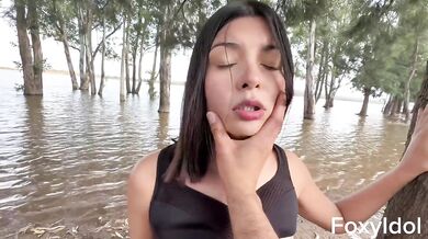 Mexican beauty destroyed in lake with big natural tits and a greedy mouth