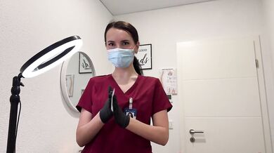 Laser on balls deepthroat nurse gloved cum in mouth Russian milf