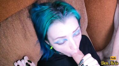 Blue haired schoolgirl gets ass fucked after class and covered in cum