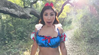 Snow White Face Fucked Hard in the Woods by Huge Cock