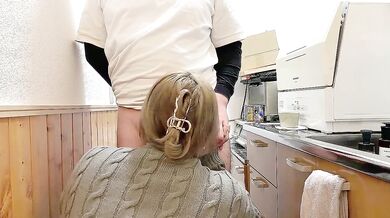 Married woman gets destroyed in standing back creampie on her cooking day