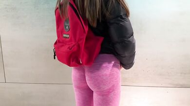 Italian school trip public toilet quickie with big dick creampie
