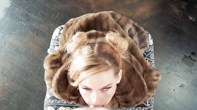 Fur coat slut gags on huge cock then gets facial ruined