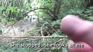 DICK FLASH TRAP Stranger caught me jerking off on forest trail and made me cum hard