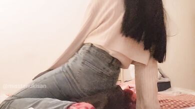 Petite Asian girl dry humping pillow cumming in panties