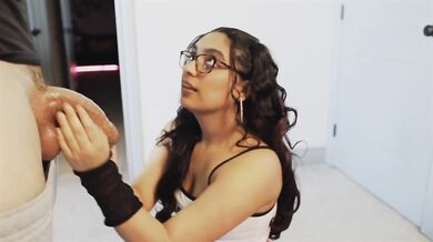 Sloppy Latina Blowjob Chokes Massive Cock Cumshot Overload