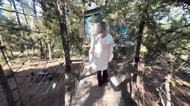 My bestie surrenders her tight treasure in the forest doggystyle