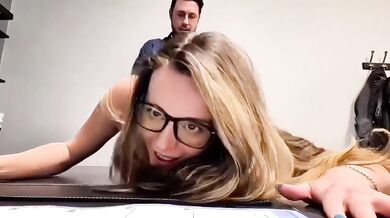Hot secretary gets railed in doggy style then gushing facial