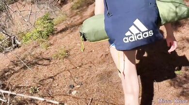 Roughly fucked in the woods by a blonde pink pussy angel