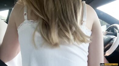 Hot Petite Blonde Stepsis Gets Filled In Self Driving Car Fuck