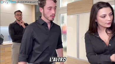 Italian real estate agent double penetrated by colleague and buyer big ass hard fuck