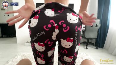 Stepbrother grinds his cock raw on my big ass in cute Hello Kitty pajamas creampie ruined