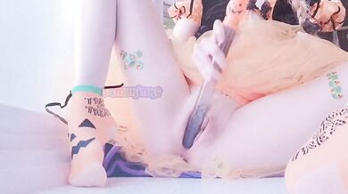 Little Halloween princess gets ruined by her soaked pink pussy