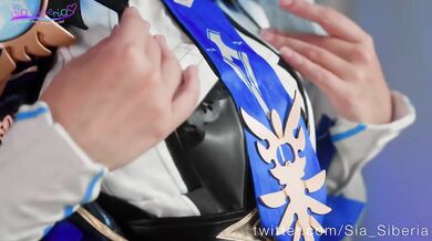 Eula’s frosty Siberia solo cryo cosplay anal dildo ride