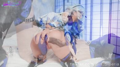 Eula’s frosty Siberia solo cryo cosplay anal dildo ride