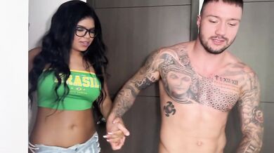 Brazilian whore double penetrated hard for extra cash cumshot